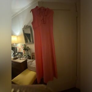Hot Pink Sleeveless Mock Neck Full Length Dress